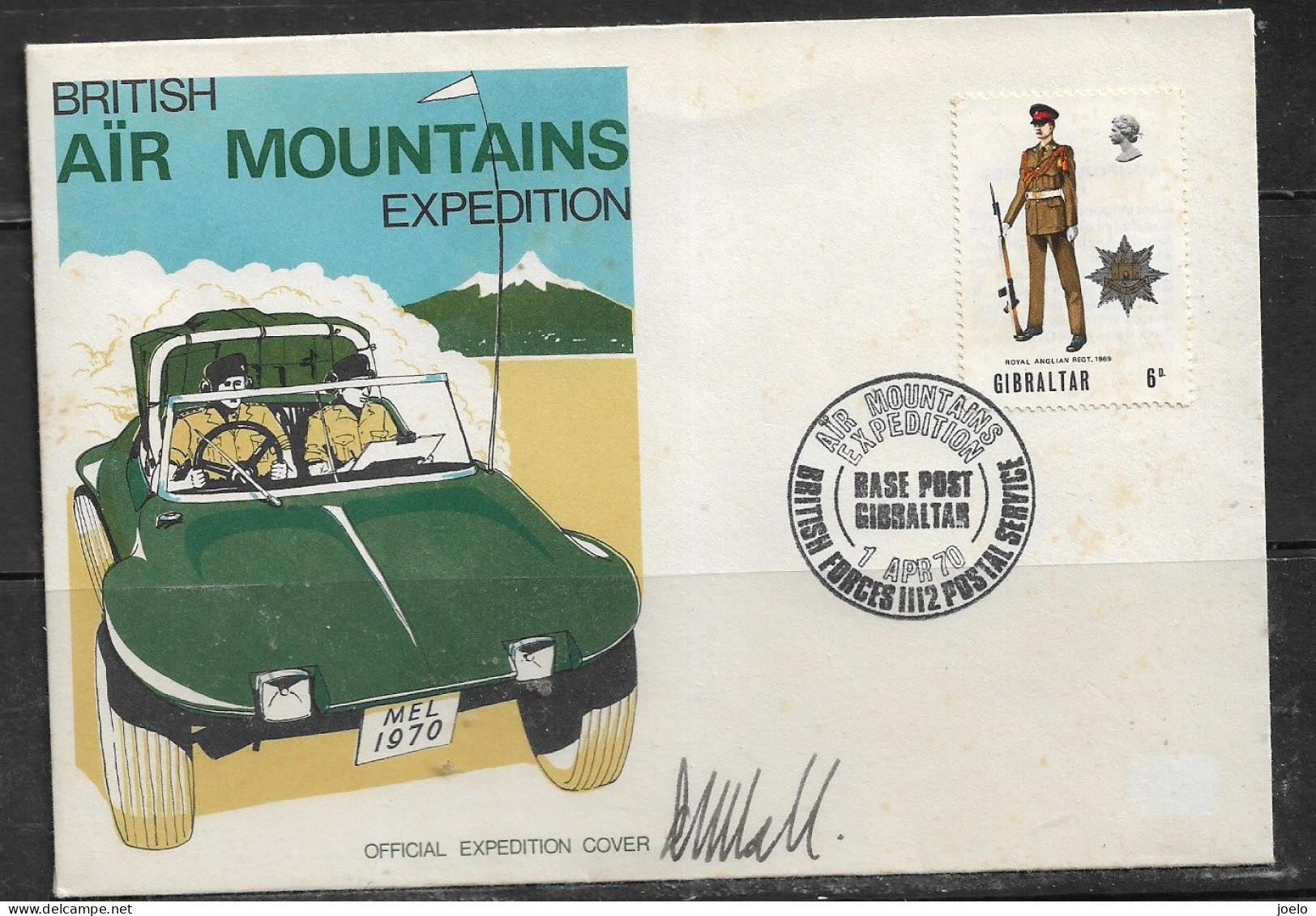 GIBRALTAR 1970 RARE BRITISH AIR MOUNTAINS EXPEDITION COVER - Gibraltar