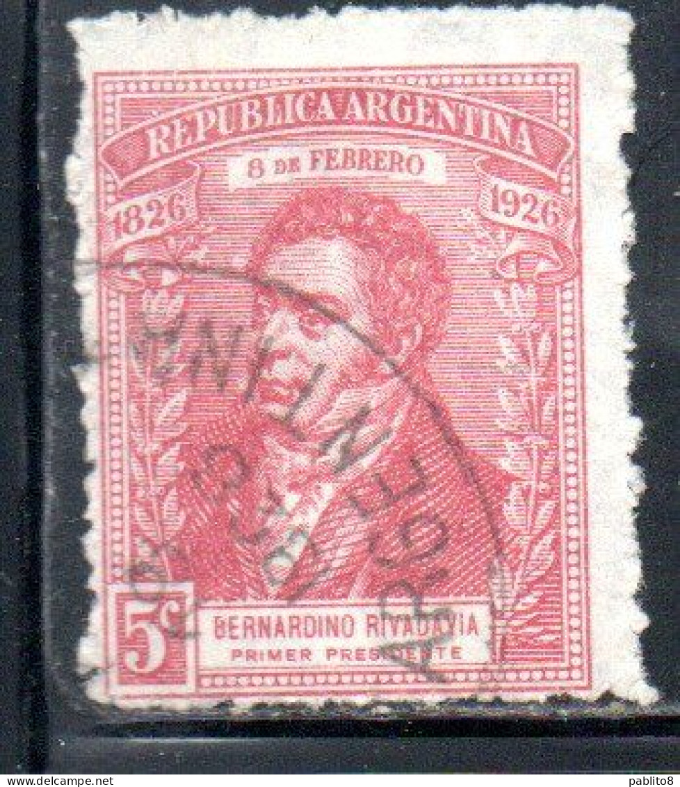 ARGENTINA 1926 PRESIDENCY OF BERNARDINO RIVADAVIA 5c USED USADO OBLITERE' - Gebraucht