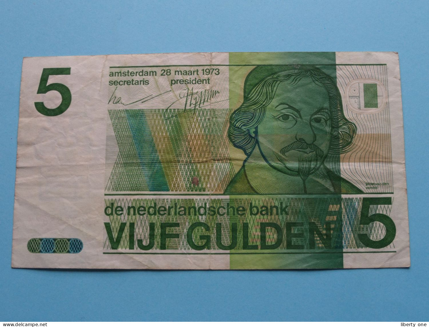 5 Vijf Gulden ( 28 Maart 1973 ) Nederlandse Bank ( For Grade, Please See SCANS ) Circulated ! - 5 Florín Holandés (gulden)