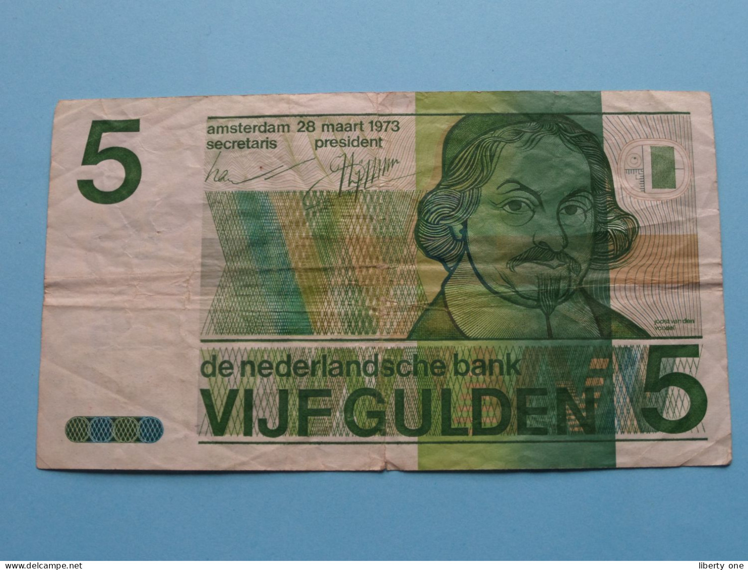 5 Vijf Gulden ( 28 Maart 1973 ) Nederlandse Bank ( For Grade, Please See SCANS ) Circulated ! - 5 Gulden