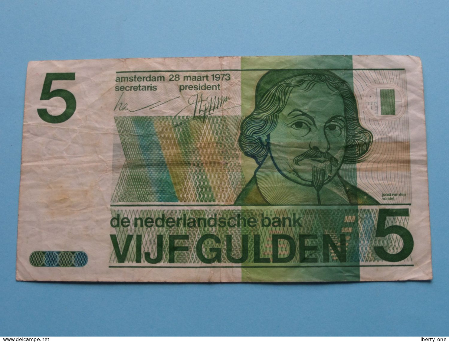 5 Vijf Gulden ( 28 Maart 1973 ) Nederlandse Bank ( For Grade, Please See SCANS ) Circulated ! - 5 Gulden