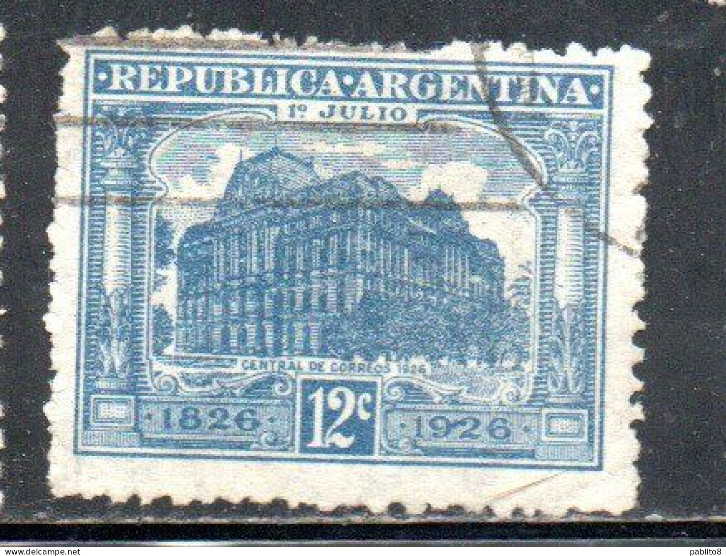 ARGENTINA 1926 CENTENARY OF THE POST OFFICE GENERAL 12c USED USADO OBLITERE' - Gebraucht