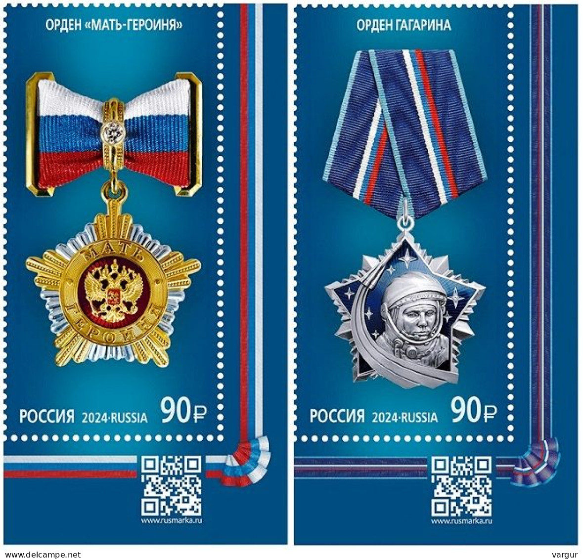 RUSSIA 2024-18 State AWARDS: Orders. Maternity, Space, 2v, QR CORNER, MNH - Postzegels