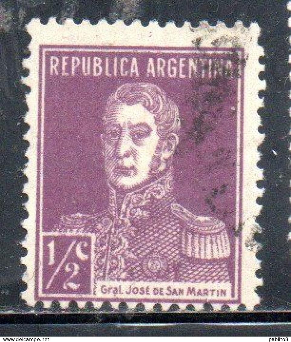 ARGENTINA 1927 1930 JOSE DE SAN MARTIN 1/2c USED USADO OBLITERE' - Gebruikt