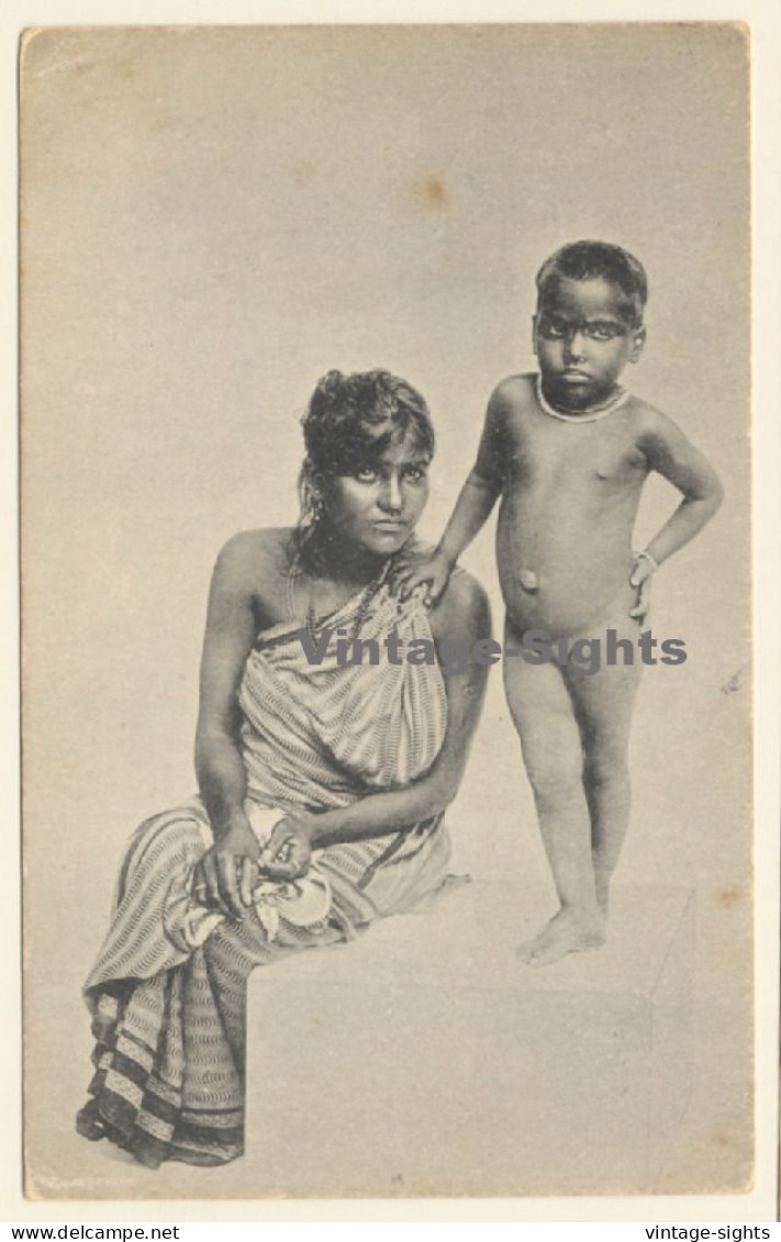 Sri Lanka (Ceylon): Indigenous Tamil Woman With Child / Ethnic (Vintage PC ~1910s) - Asia