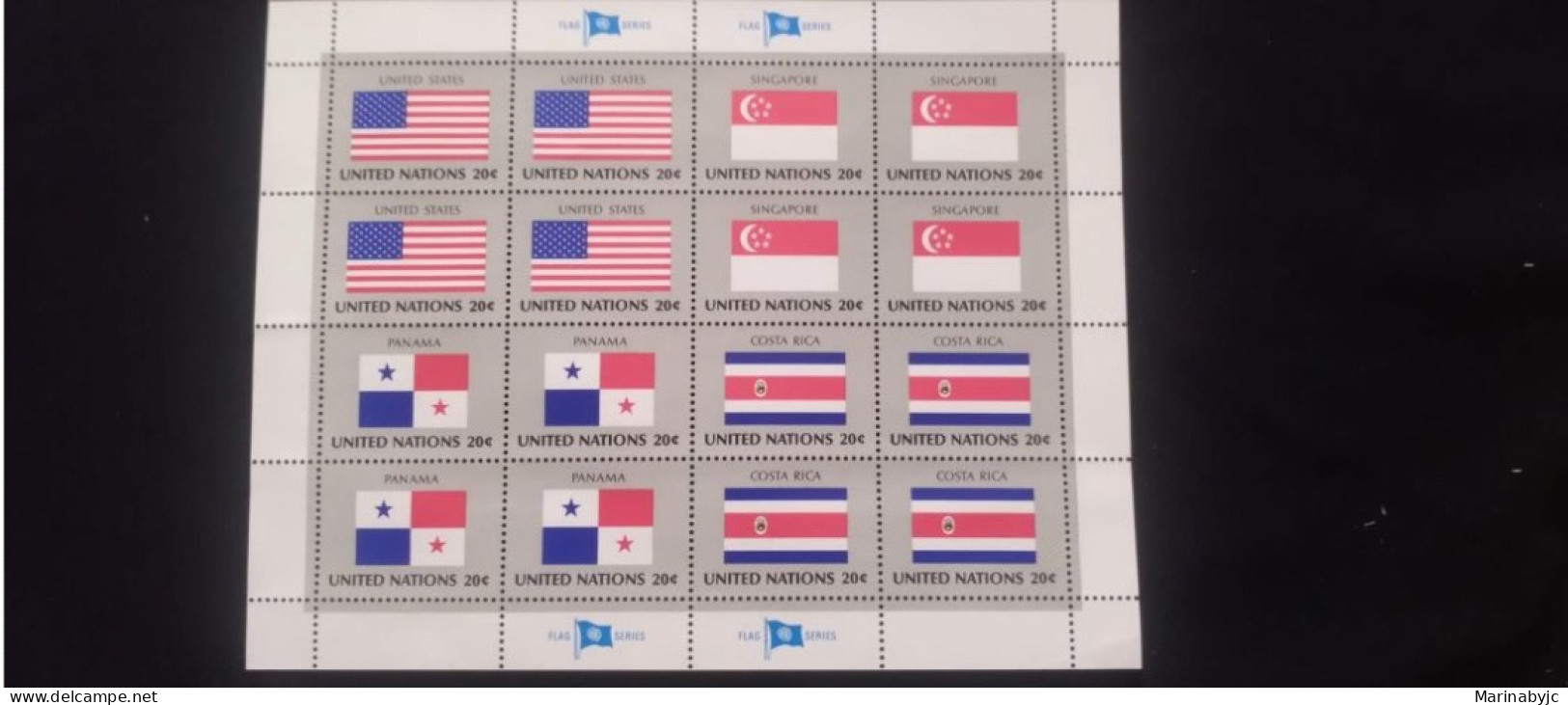 EL)1980 UNITED NATIONS, NATIONAL FLAG OF THE MEMBER COUNTRIES, UNITED STATES, SINGAPORE, PANAMA, COSTA RICA UNICEF, MINI - Unused Stamps