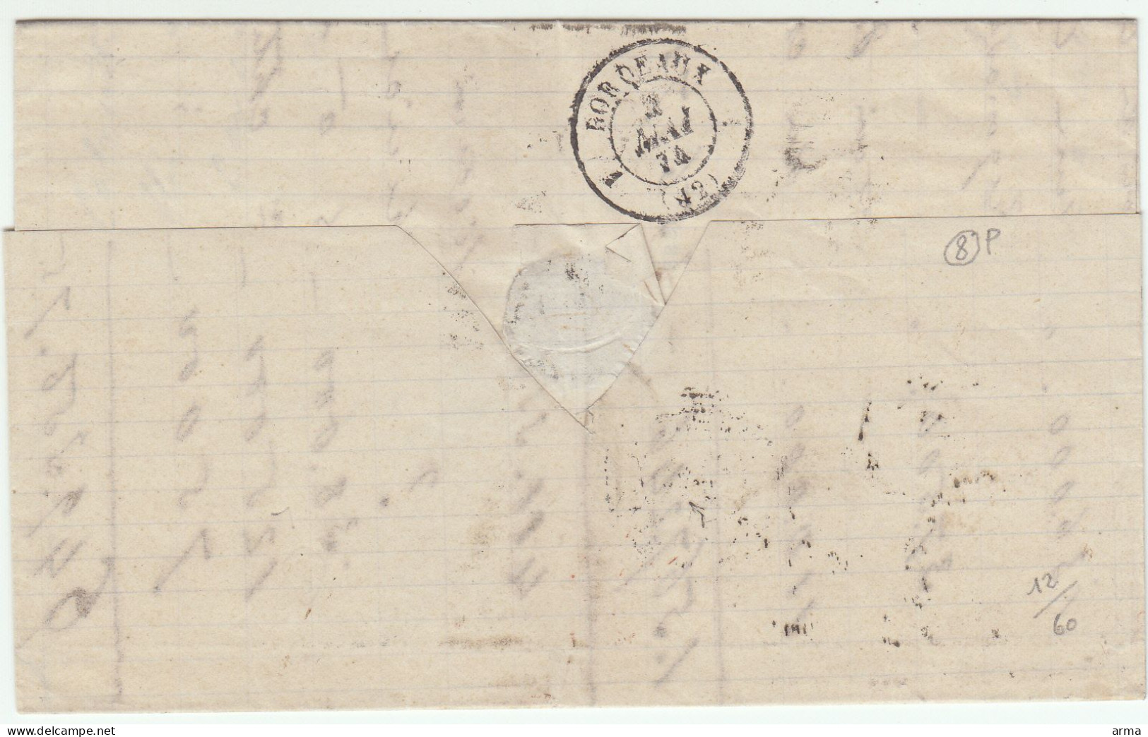 London - Londres  Lettre Avec Correspondance Pour Bordeaux  - 2/05/1874 - Briefe U. Dokumente