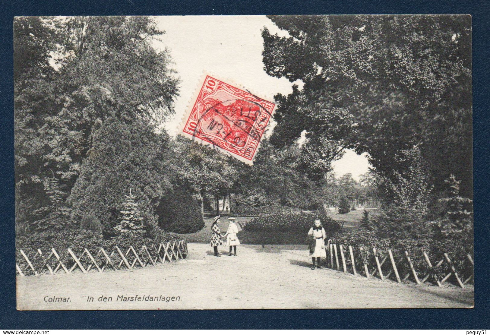 68. Colmar. In Den Marsfeldanlagen. Parc Public Du Champ De Mars. Cachet Convoyeur Avricourt à Nancy. 1907 - Colmar