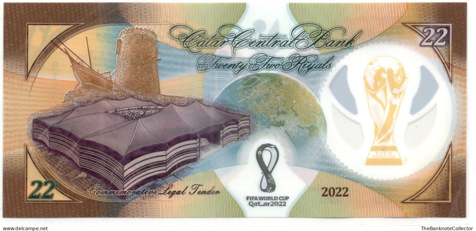 Qatar 22 Riyals FIFA World Cup Commemorative Polymer  P-39 UNC - Qatar