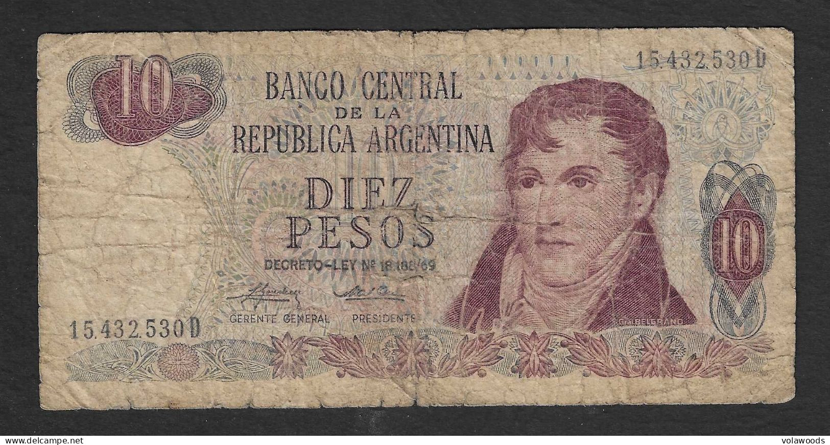 Argentina - Banconota Circolata  Da 10 Pesos P-295a.3 - 1975 #19 - Argentine