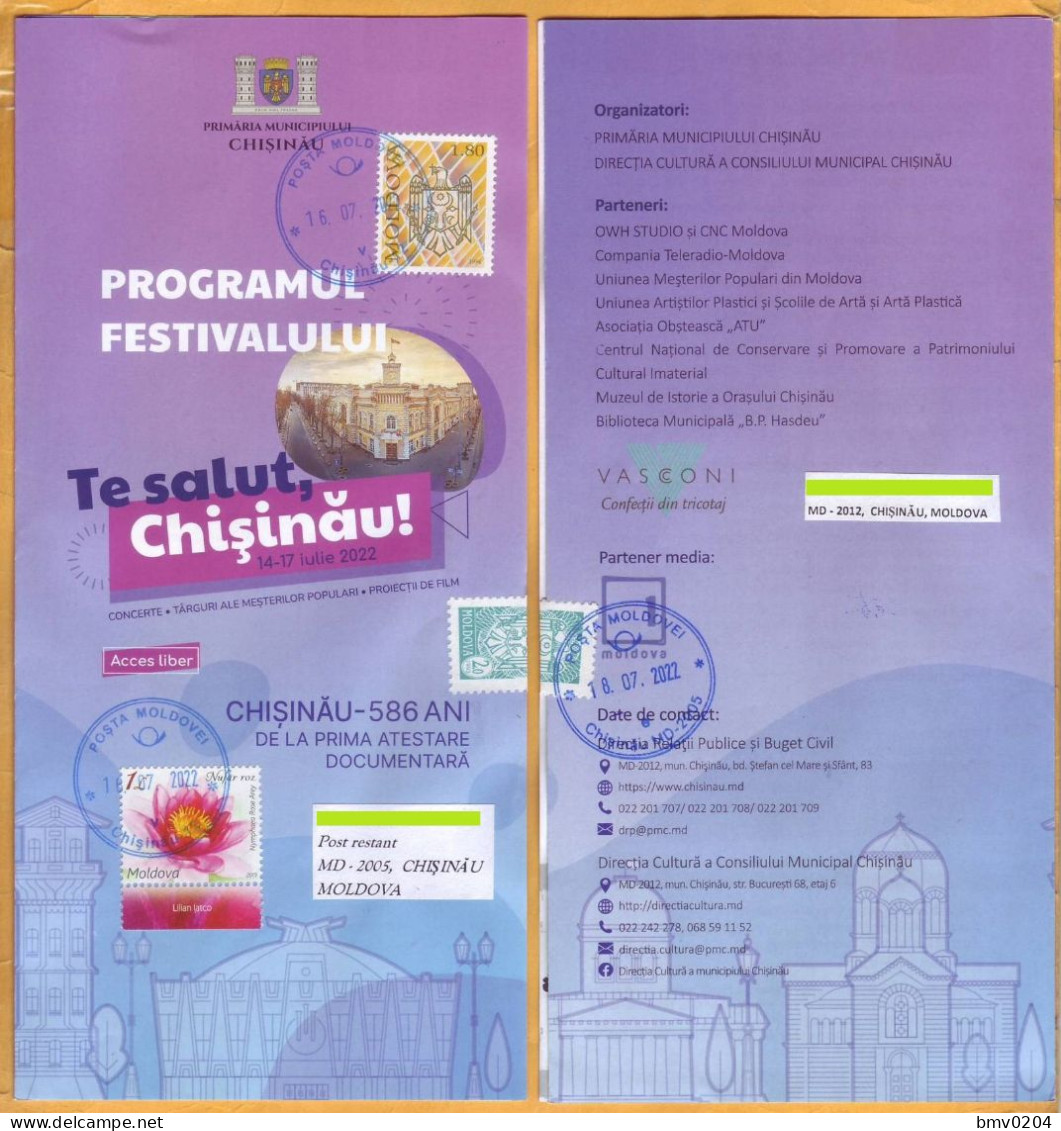 2022  Moldova  Program Of The Festival "Greetings To You, Chisinau", 586 Years Of The City. - Programmes