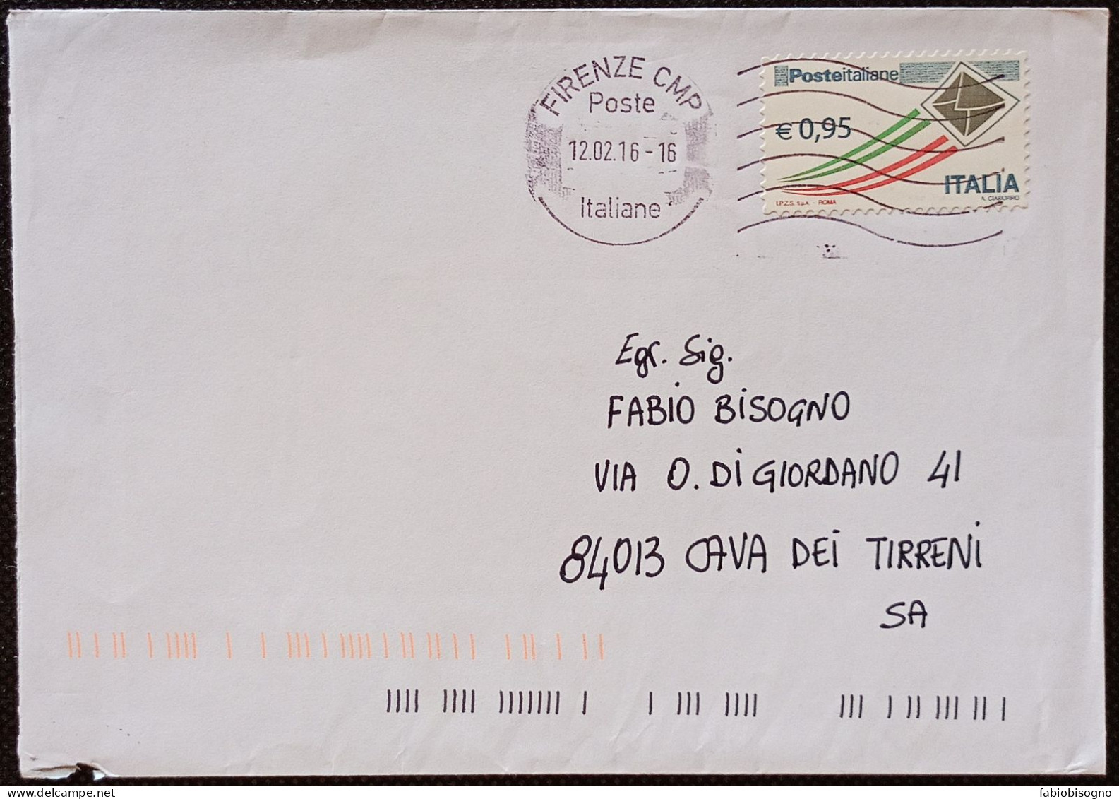 Firenze 12.2.2016  Busta Eur. 0,95 - 2011-20: Storia Postale