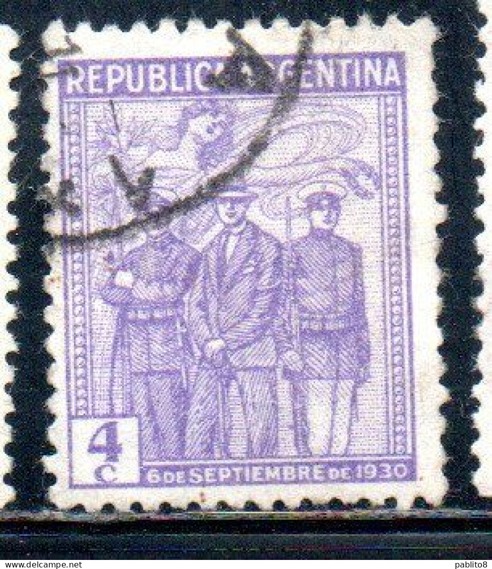 ARGENTINA 1930 REVOLUTION SPIRIT OF VICTORY ATTENDING INSURGENS 4c USED USADO OBLITERE' - Gebruikt