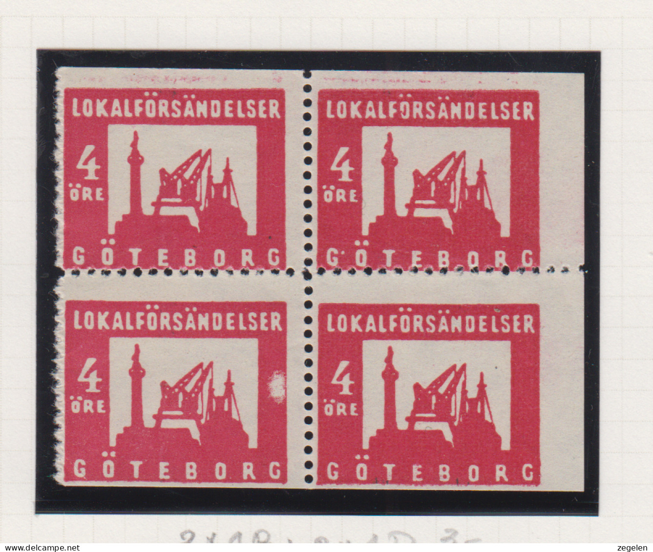 Zweden Lokale Zegel Cat. Facit Sverige 2000 Private Lokaalpost Göteborgs Lokalförsandelser 1 Rood 4 Verschillende Tandin - Local Post Stamps