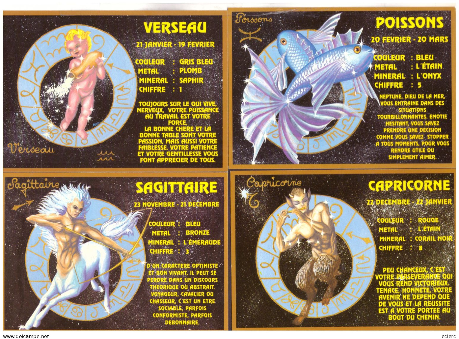 HOROSCOPE - SIGNES DU ZODIAQUE - 12 CARTES 10x15cm - TB - Astrología