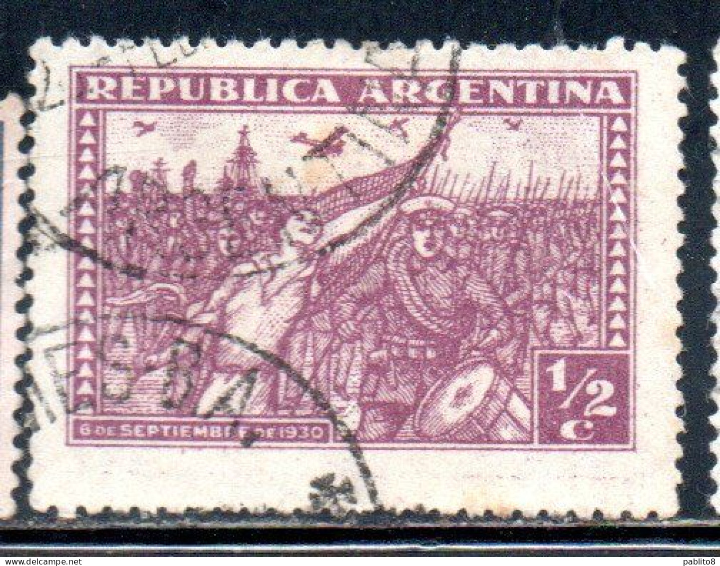 ARGENTINA 1931 REVOLUTION OF 1930 MARCH OF THE VICTORIOUS INSURGENS 1/2c USED USADO OBLITERE' - Usati