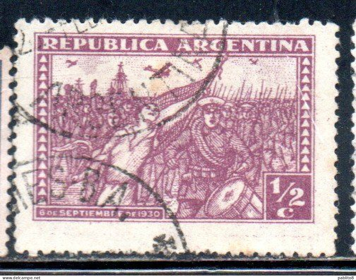 ARGENTINA 1931 REVOLUTION OF 1930 MARCH OF THE VICTORIOUS INSURGENS 1/2c USED USADO OBLITERE' - Oblitérés
