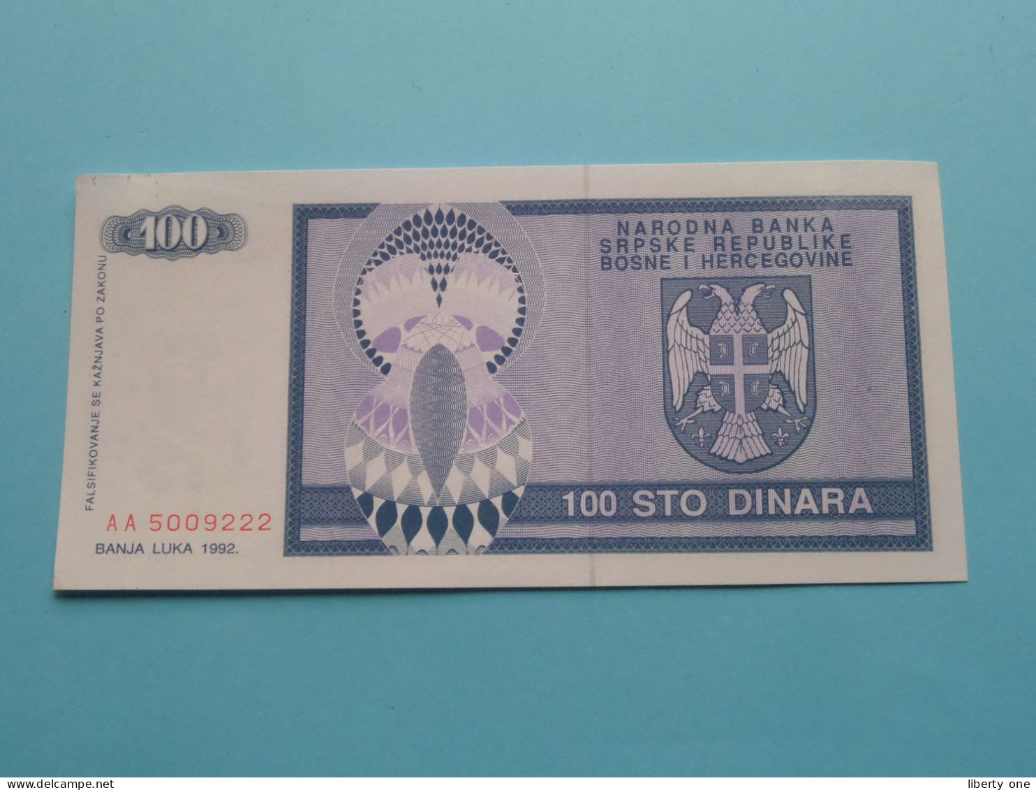 100 Sto Dinara ( AA5009222 Banja Luka 1992 ) Bosne I Hercegovine ( Voir / See > Scans ) UNC ! - Bosnie-Herzegovine