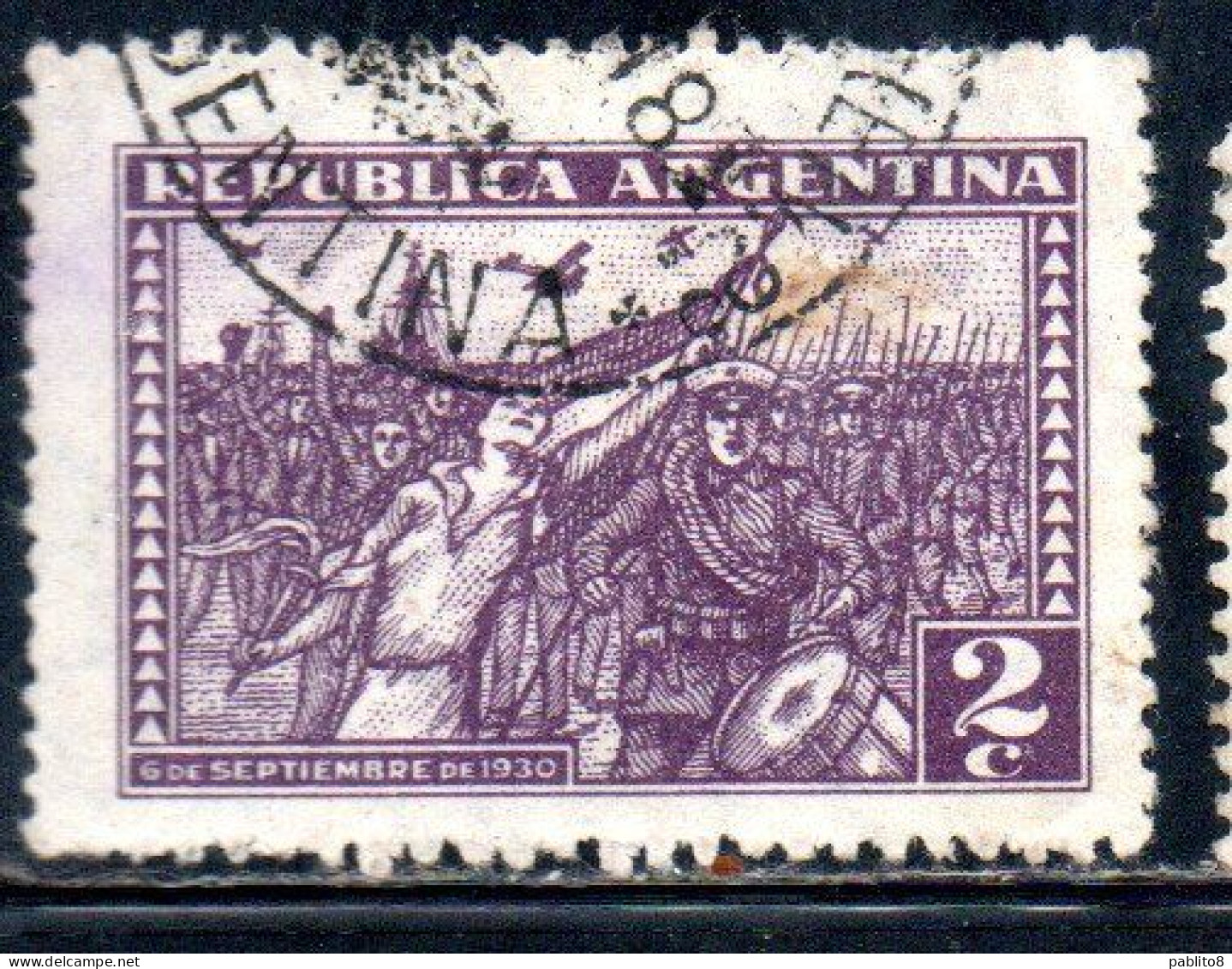 ARGENTINA 1930 REVOLUTION OF 1930 MARCH OF THE VICTORIOUS INSURGENS 2c USED USADO OBLITERE' - Used Stamps