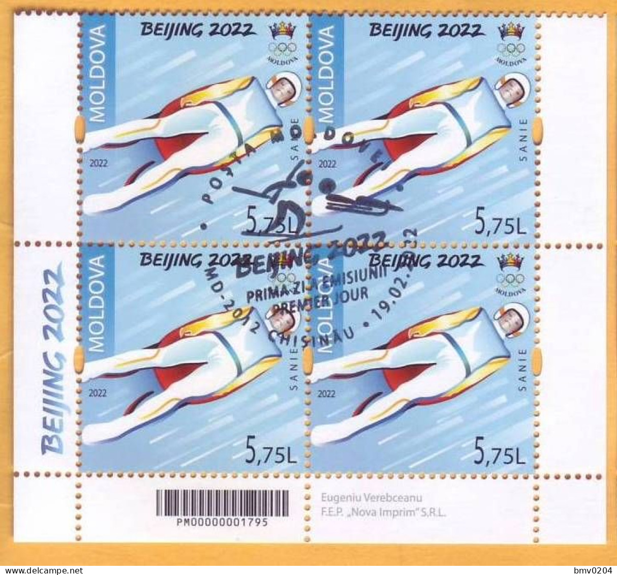 2022  Moldova Moldavie 2022 Winter Olympics, Beijing, China  4х1v Used - Invierno 2022 : Pekín