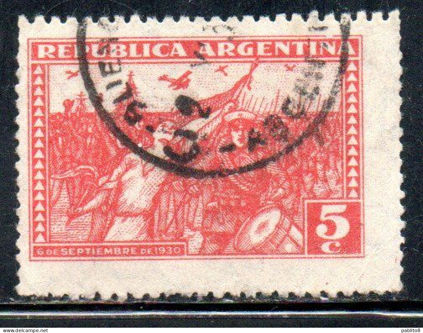 ARGENTINA 1931 REVOLUTION OF 1930 MARCH OF THE VICTORIOUS INSURGENS 5c USED USADO OBLITERE' - Gebruikt