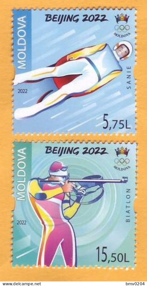 2022  Moldova Moldavie 2022 Winter Olympics,  Beijing, China 2v Mint - Hiver 2022 : Pékin