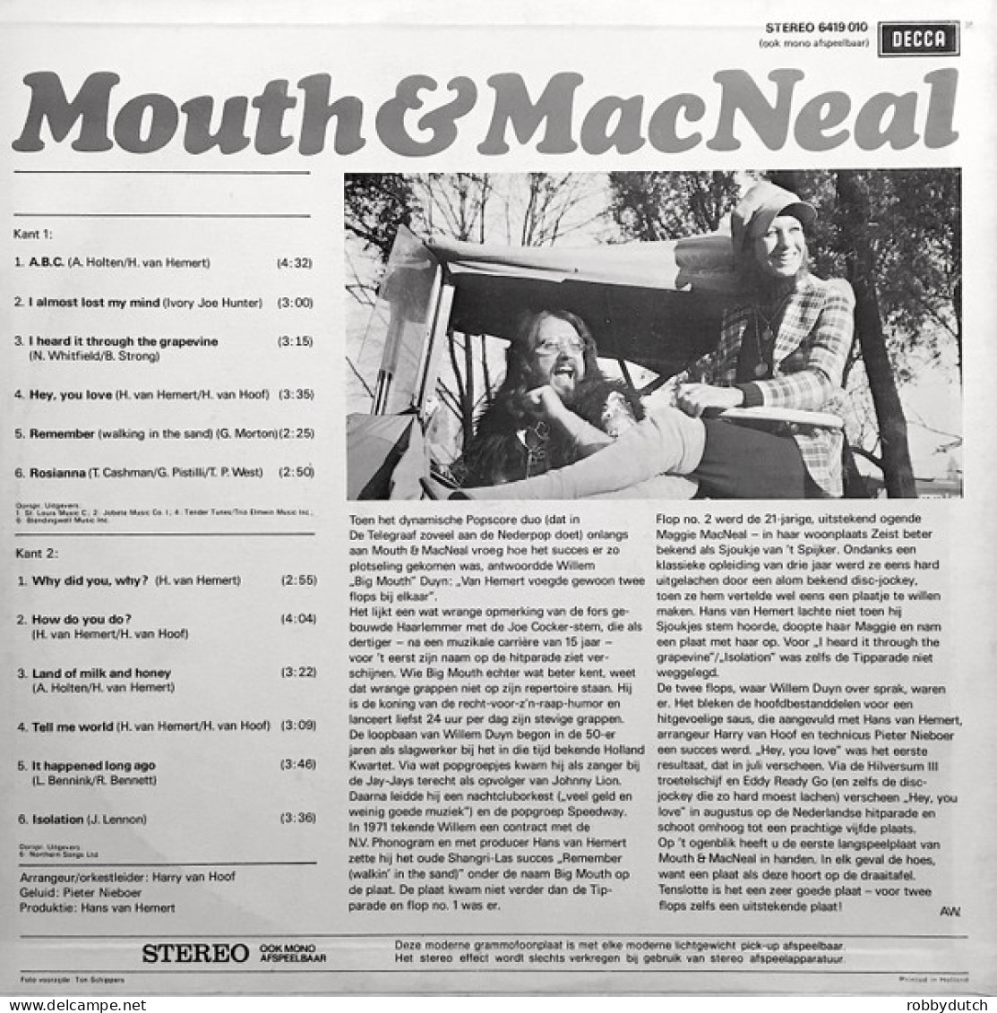 * LP *  MOUTH & MACNEAL - SAME (Hey You Love / How Do You Do?)(Holland 1971 EX-) - Disco, Pop