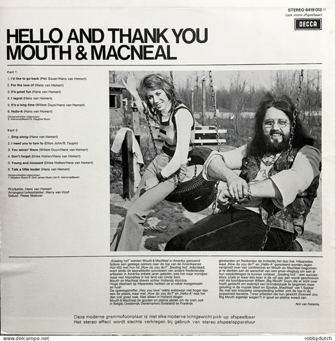 * LP *  MOUTH & MACNEAL - HELLO AND THANK YOU (Holland 1972 EX-) - Disco, Pop