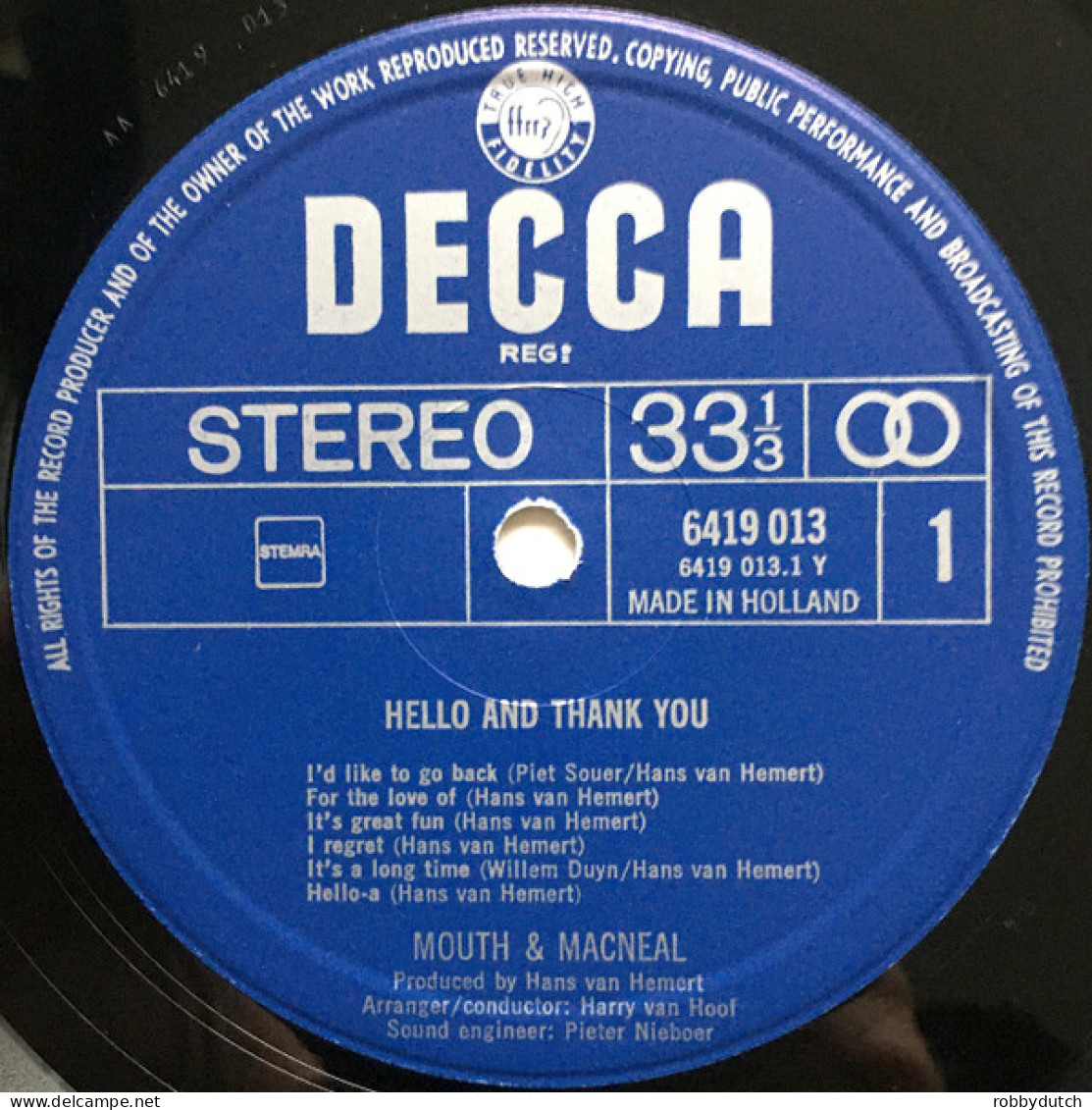 * LP *  MOUTH & MACNEAL - HELLO AND THANK YOU (Holland 1972 EX-) - Disco & Pop