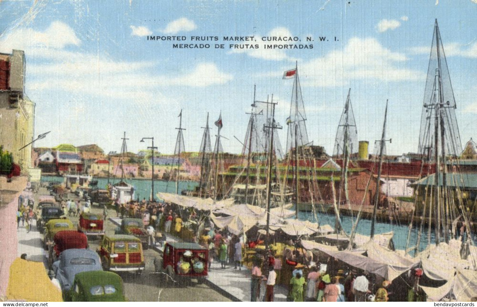 Curacao, N.W.I., WILLEMSTAD, Fruits Market (1930s) Kropp 13935N Postcard (2) - Curaçao