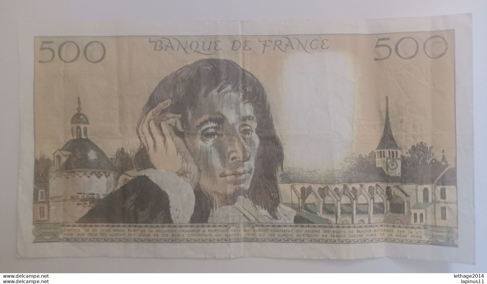 BANKNOTE MONEY PAPER 500 FRENCH FRANCS SERIES H 264 D 5 11 87 GOOD CONSERVATION - 500 F 1968-1993 ''Pascal''