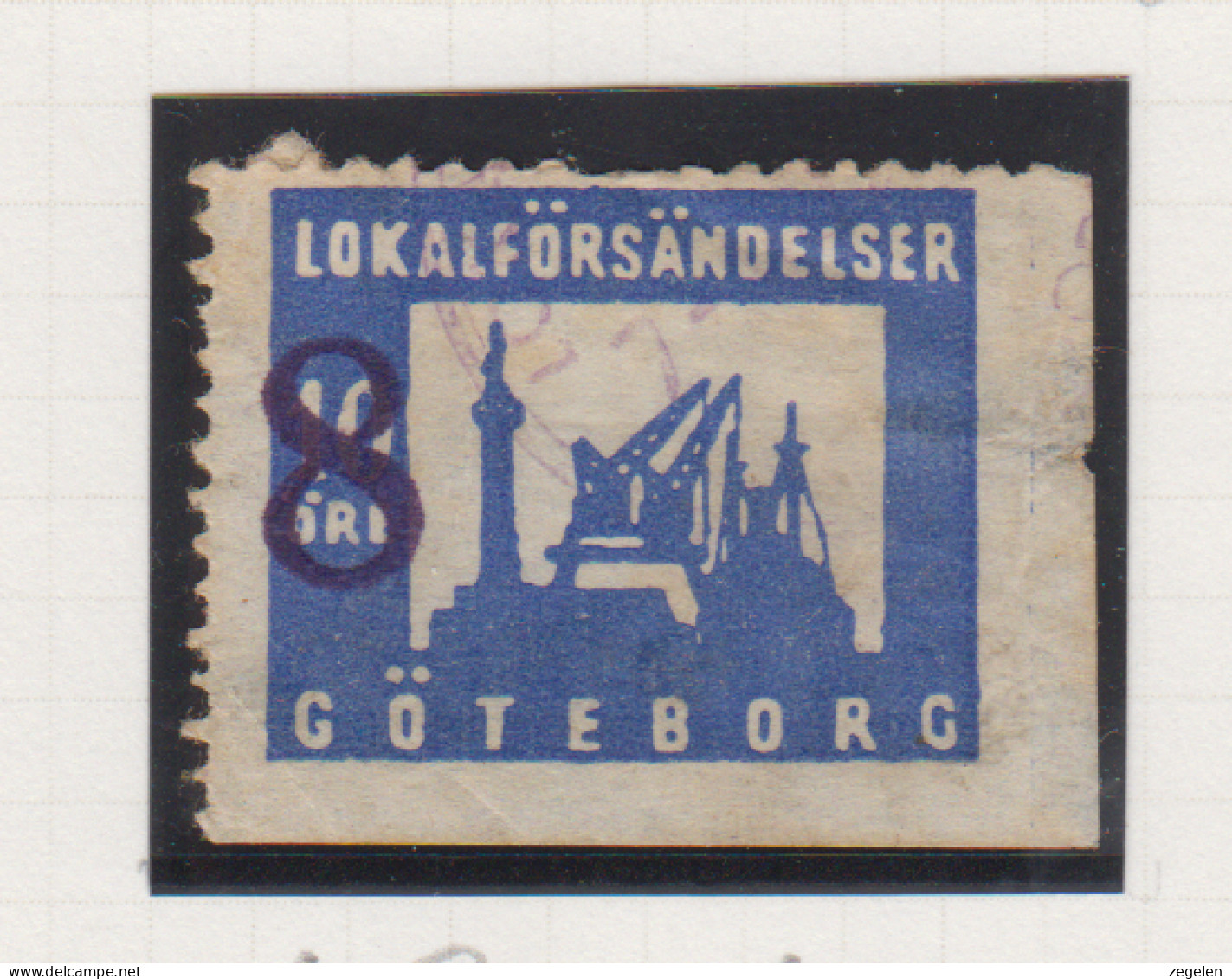 Zweden Lokale Zegel Cat. Facit Sverige 2000 Private Lokaalpost Göteborgs Lokalförsandelser 10 ; Rechts En Onder Ongetand - Local Post Stamps