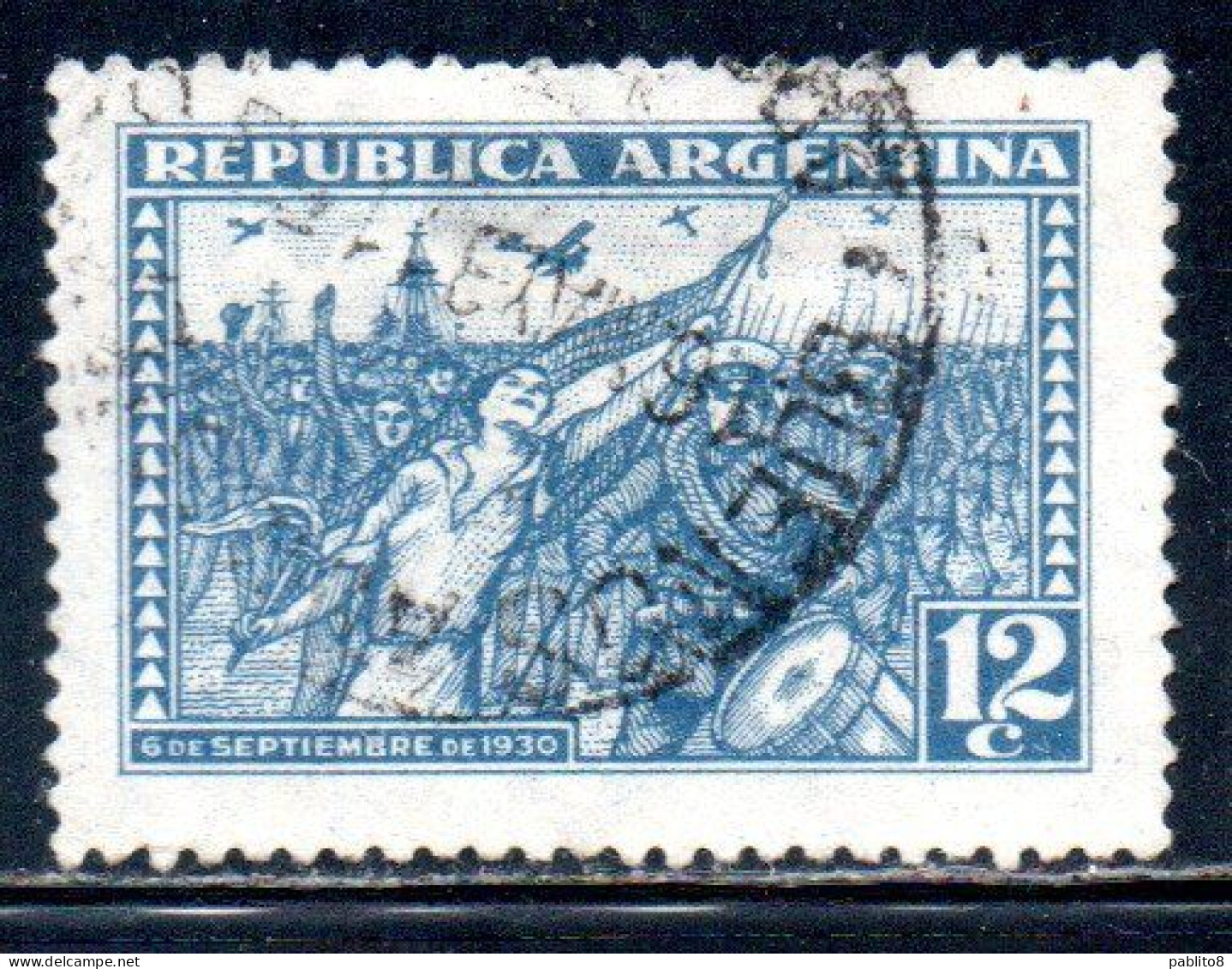 ARGENTINA 1930 REVOLUTION OF 1930 MARCH OF THE VICTORIOUS INSURGENS 12c USED USADO OBLITERE' - Gebruikt