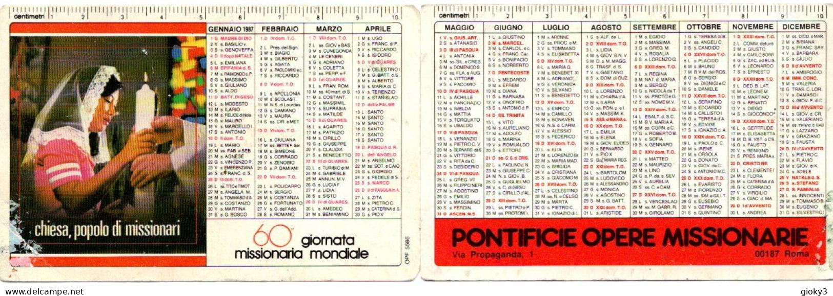 CALENDARIO FORMATO PICCOLO 1987 PONTIFICIE OPERE MISSIONARIE - Tamaño Pequeño : 1981-90