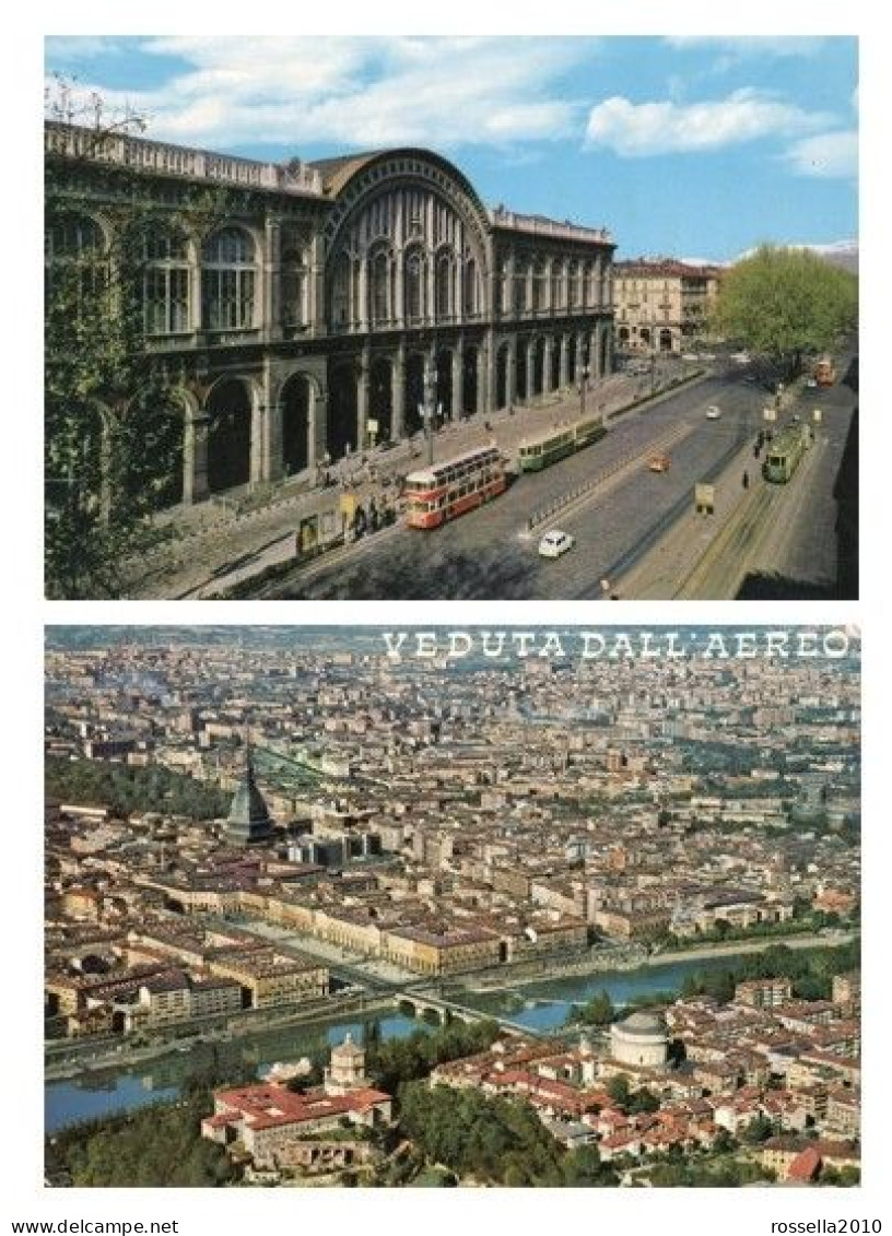 LOTTO 2 CARTOLINE ITALIA TORINO STAZIONE PORTA NUOVA 1967 VEDUTA AEREA 1984 Italy Postcards Set ITALIEN Ansichtskarten - Stazione Porta Nuova