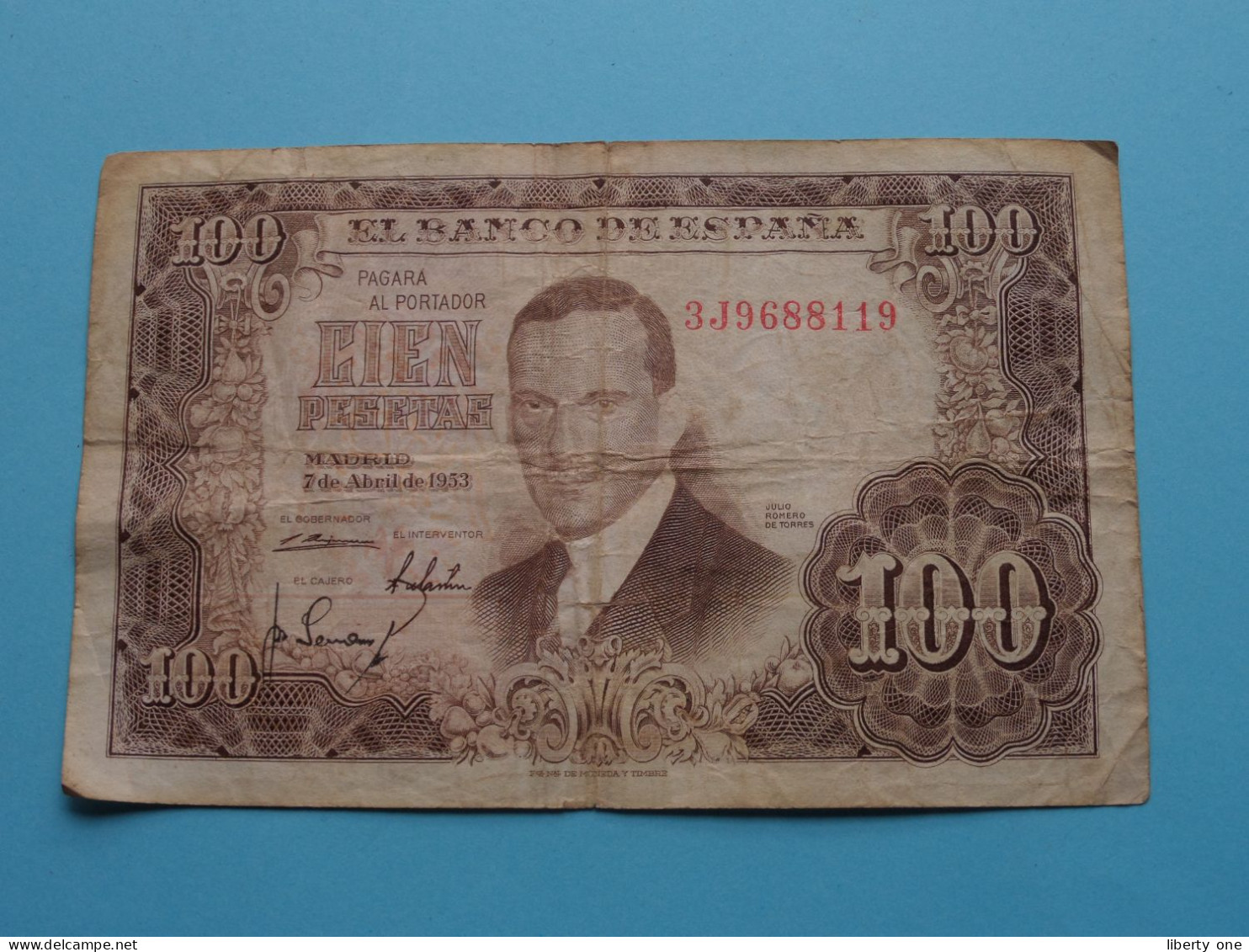 100 Pesetas ( 1953 ) Banco De ESPANA ( For Grade, Please See SCANS ) Circulated ! - 100 Pesetas