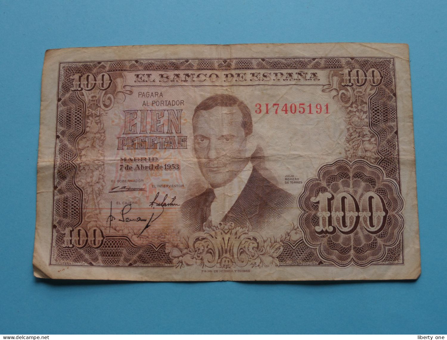 100 Pesetas ( 1953 ) Banco De ESPANA ( For Grade, Please See SCANS ) Circulated ! - 100 Peseten