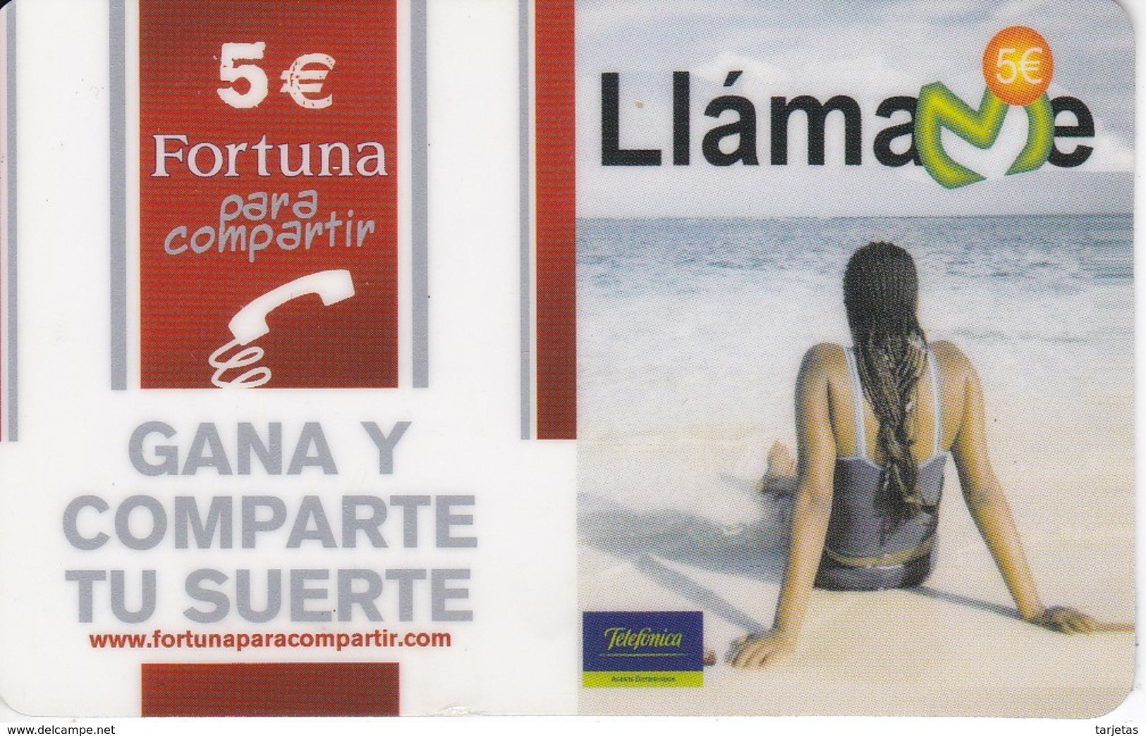 TARJETA DE ESPAÑA DE PREPAGO DE TELEFONICA CHICA EN LA PLAYA CON PUBLICIDAD DE TABACO FORTUNA (RARA) - Telefonica