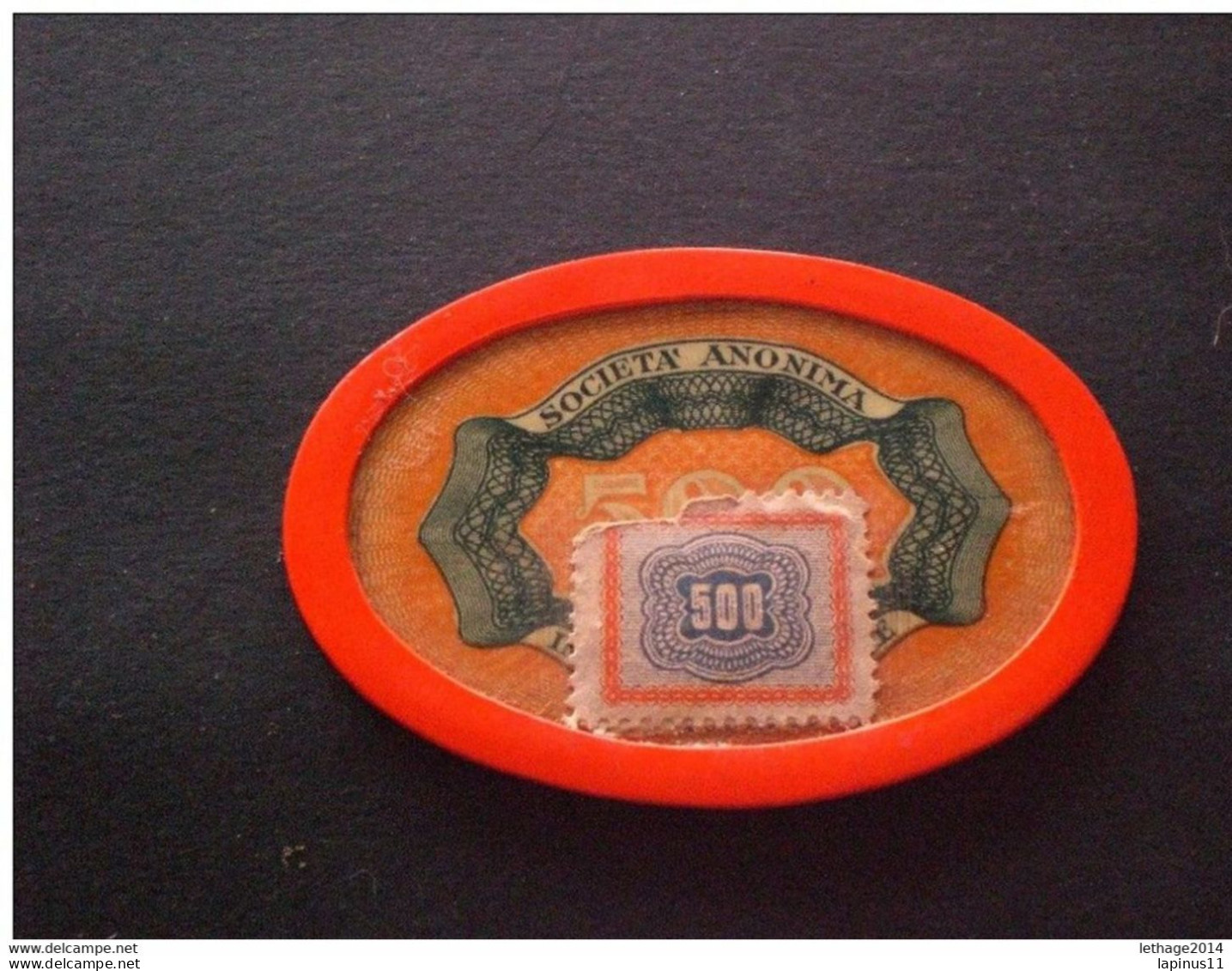 FISH CHIPS CHIPS CASINO DI SANREMO 500 LIRE END OF THE 40S WITH STAMP. BEAUTIFUL AND VERY RARE! - Casino