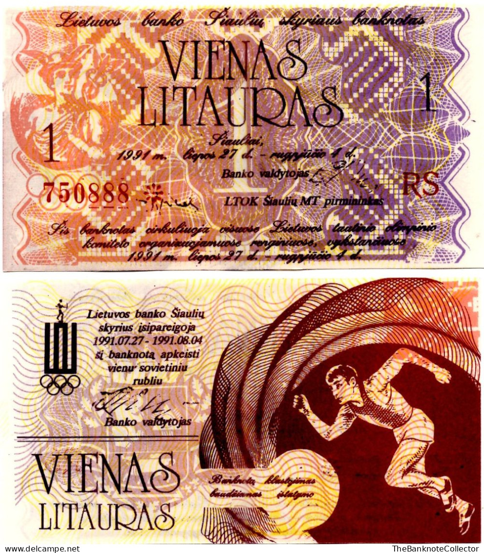 Lithuania 1 Lita 1991 Olympics Issue - Lituanie