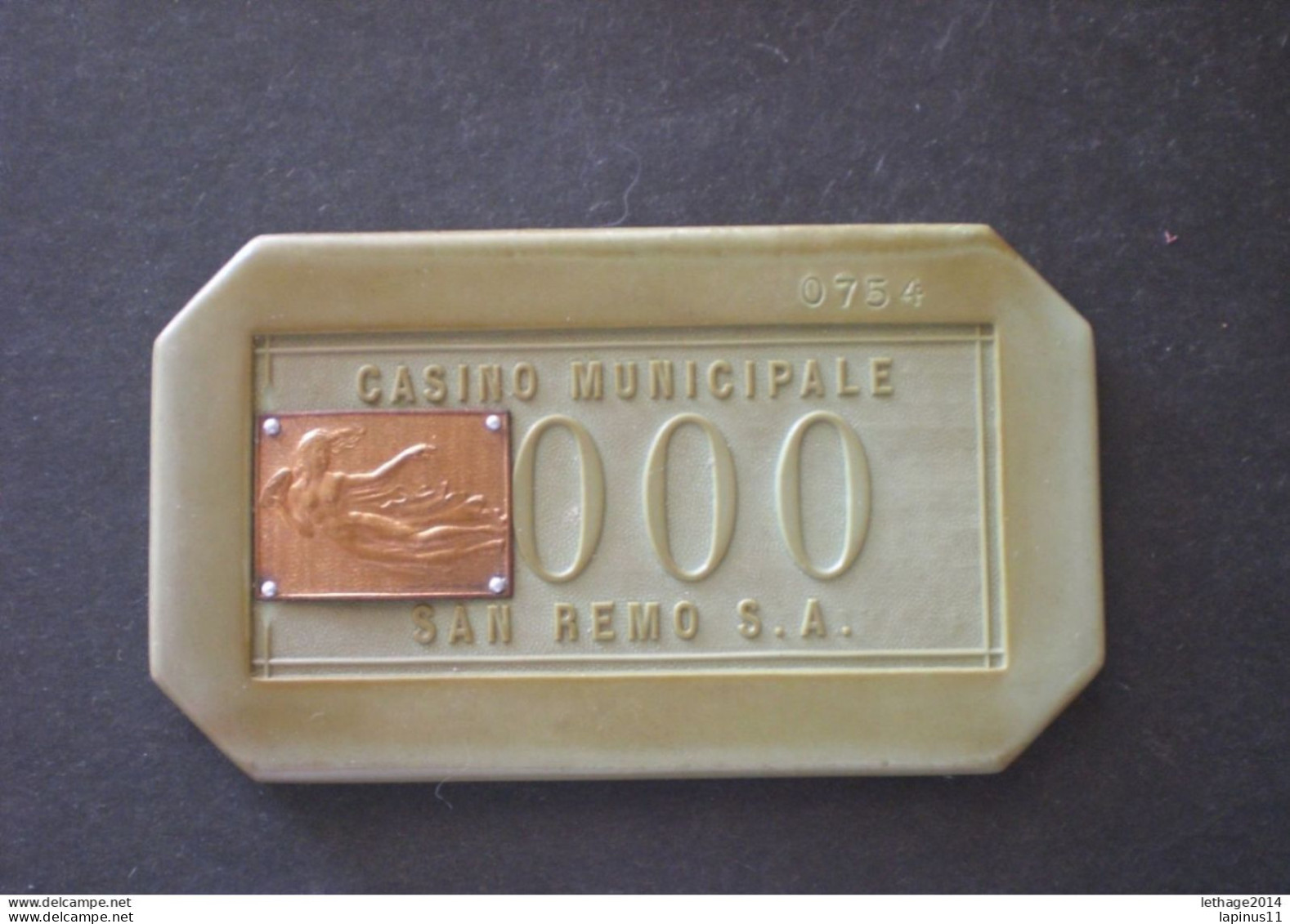 FISH CHIPS CHIPS CASINO DI SANREMO 500 LIRE END OF THE 40S WITH STAMP. BEAUTIFUL AND VERY RARE! - Casino