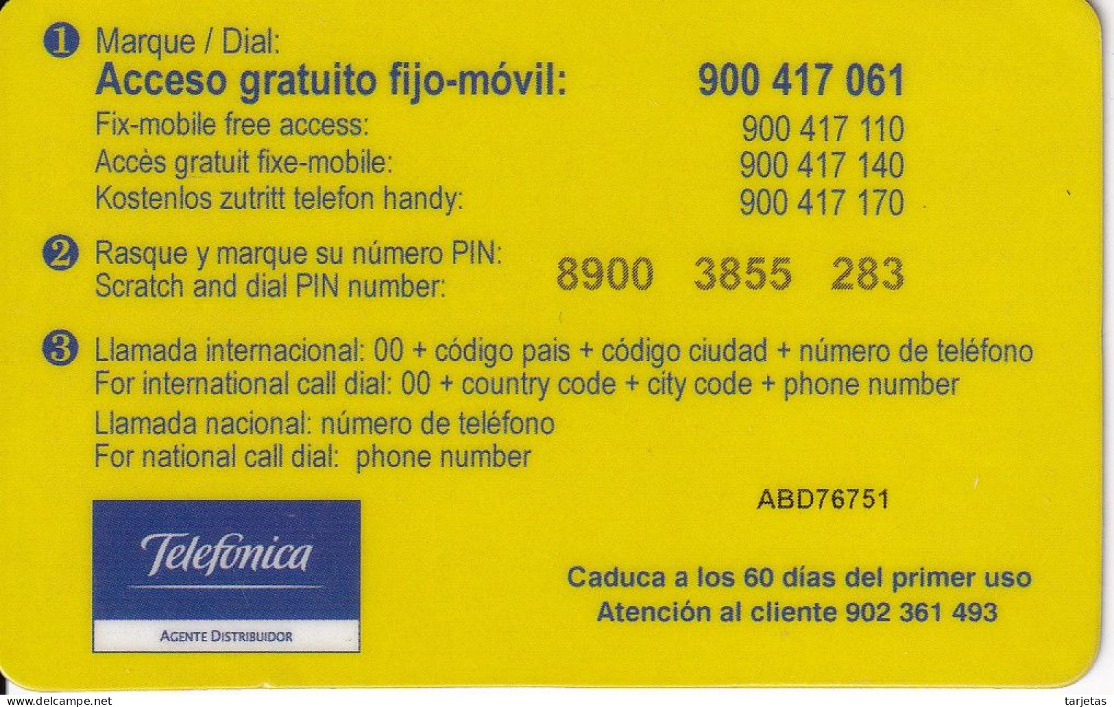TARJETA DE ESPAÑA DE PREPAGO DE TELEFONICA HABLAYA 5 EUROS - Telefonica