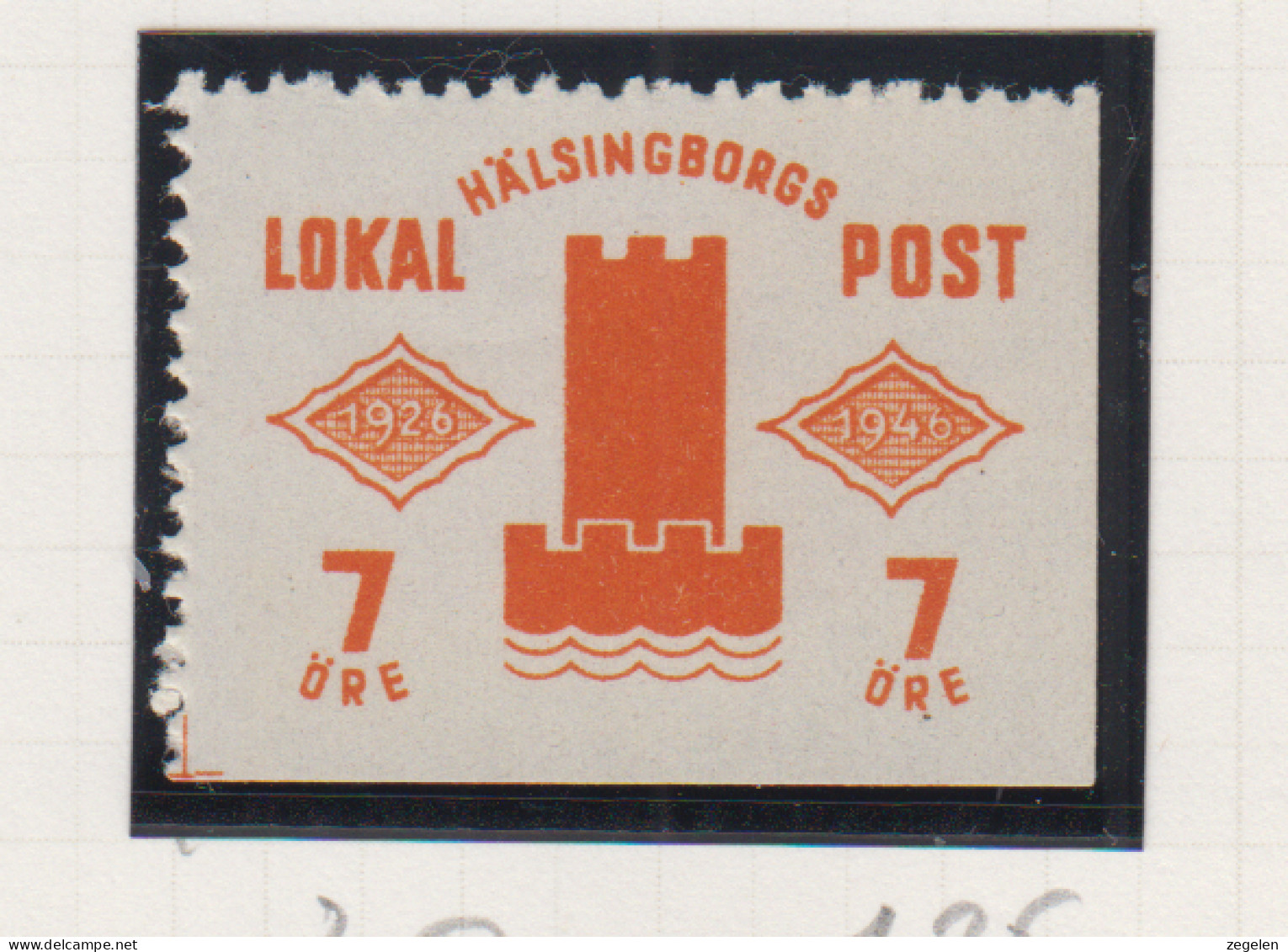 Zweden Lokale Zegel Cat. Facit Sverige 2000 Private Lokaalpost Hälsingborg 31; Rechts  En Onder Ongetand - Local Post Stamps