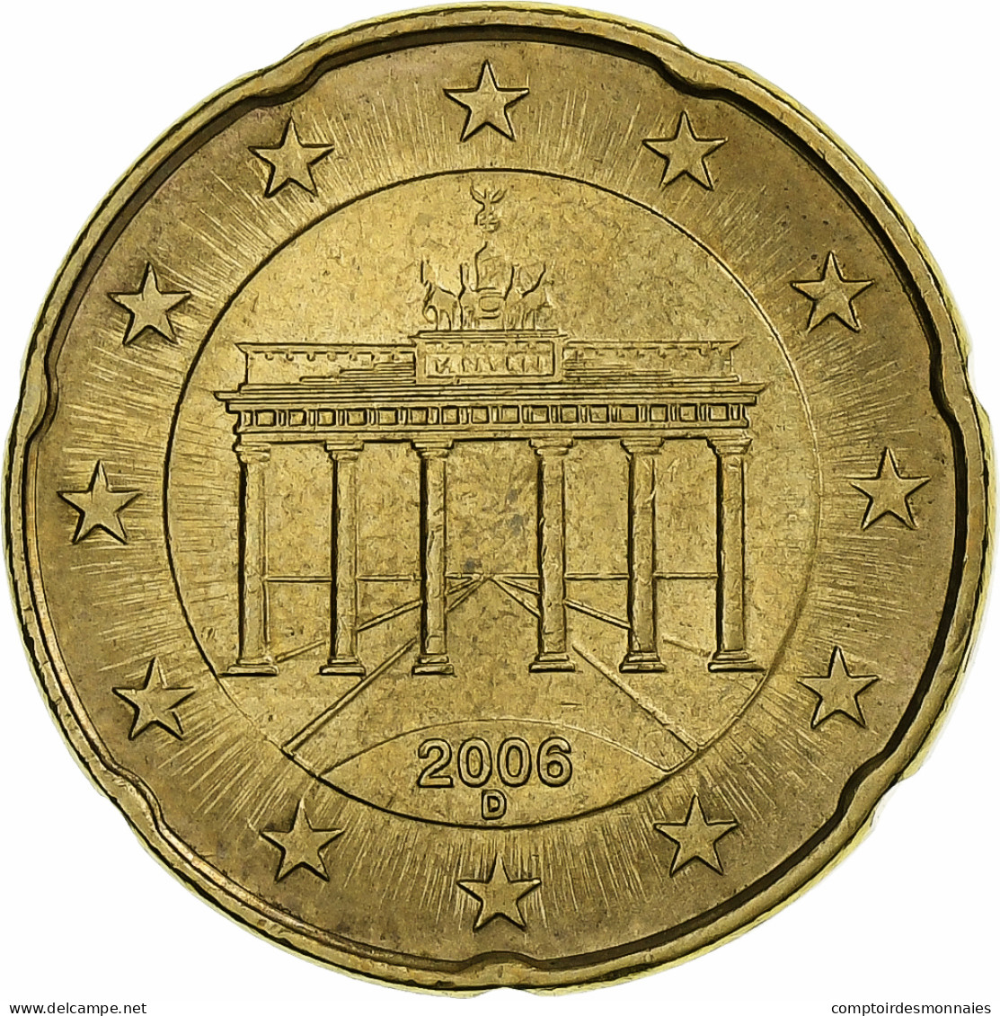 République Fédérale Allemande, 20 Euro Cent, 2006, Munich, Laiton, TTB - Deutschland