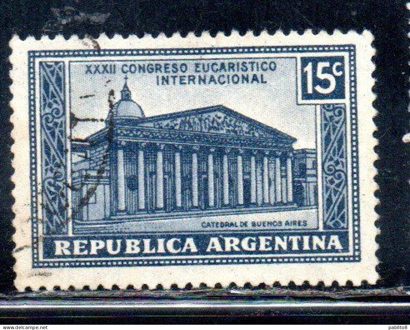 ARGENTINA 1934 INTERNATIONAL EUCHARIST CONGRESS BUENOS AIRES CATHEDRA 15c USED USADO OBLITERE' - Gebraucht