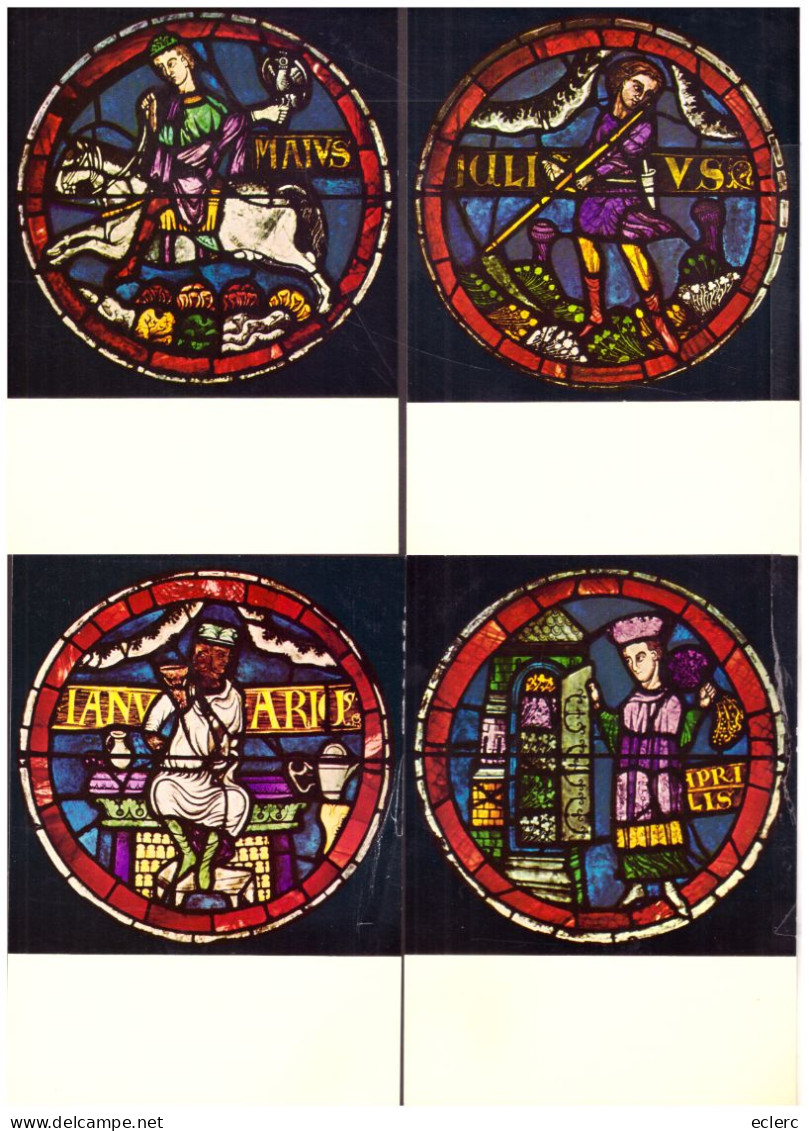 HOROSCOPE - SIGNES DU ZODIAQUE - 12 CARTES 10x15cm - VITRAUX DE LA CATHEDRALE DE LAUSANNE - TB - Astrology