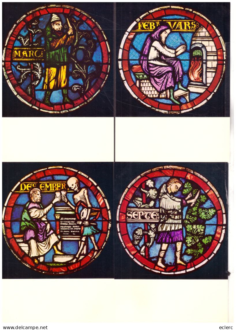 HOROSCOPE - SIGNES DU ZODIAQUE - 12 CARTES 10x15cm - VITRAUX DE LA CATHEDRALE DE LAUSANNE - TB - Astrology