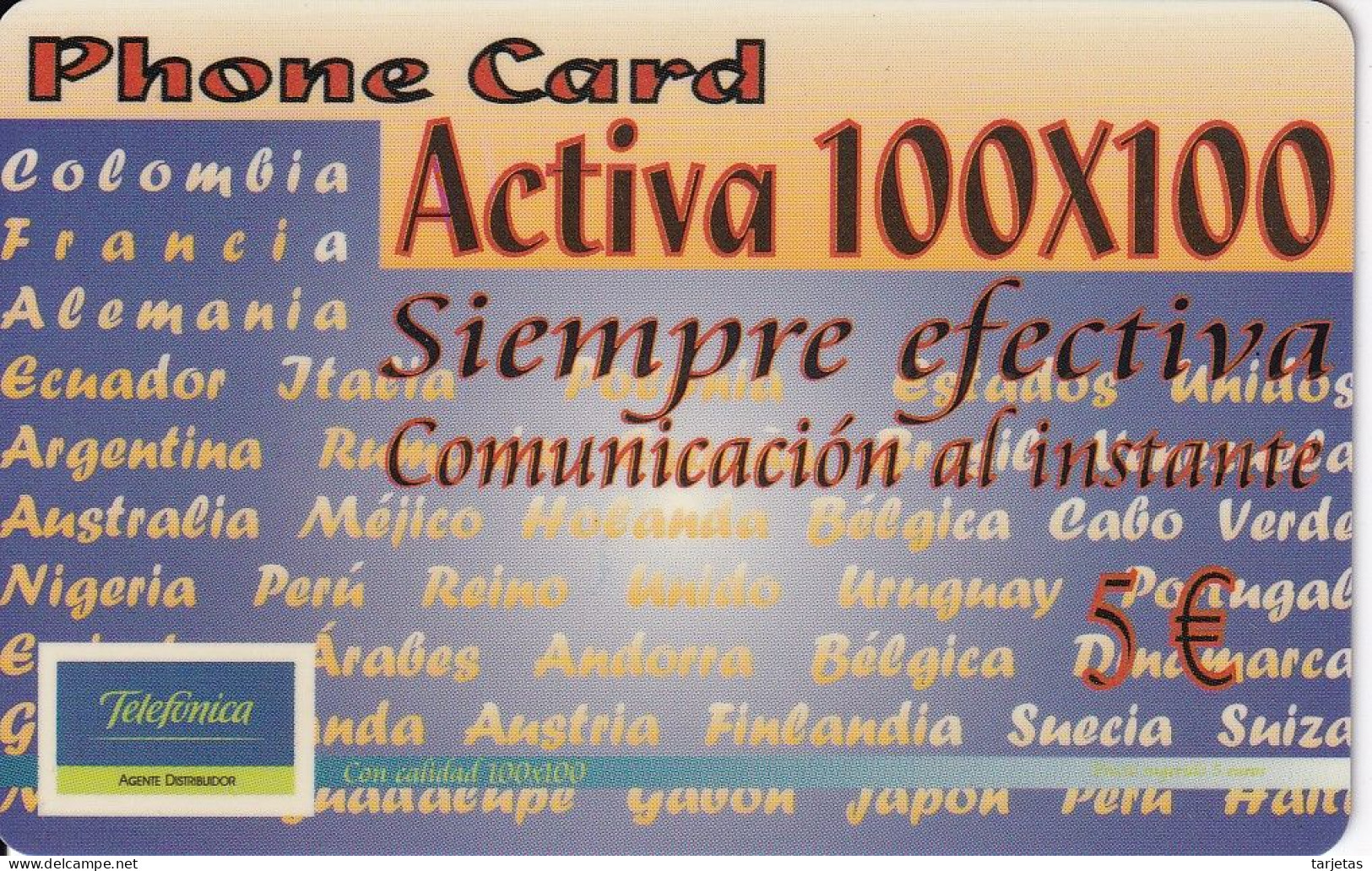 TARJETA DE ESPAÑA DE TELEFONICA DE ACTIVA 100X100 (PLASTICO) - Telefonica