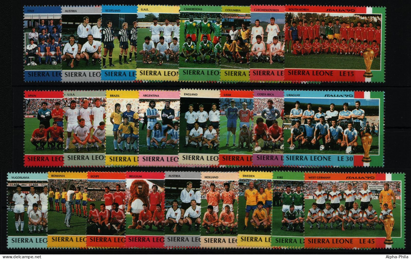 Sierra Leone 1990 - Mi-Nr. 1431-1454 ** - MNH - Fußball / Soccer - Sierra Leone (1961-...)