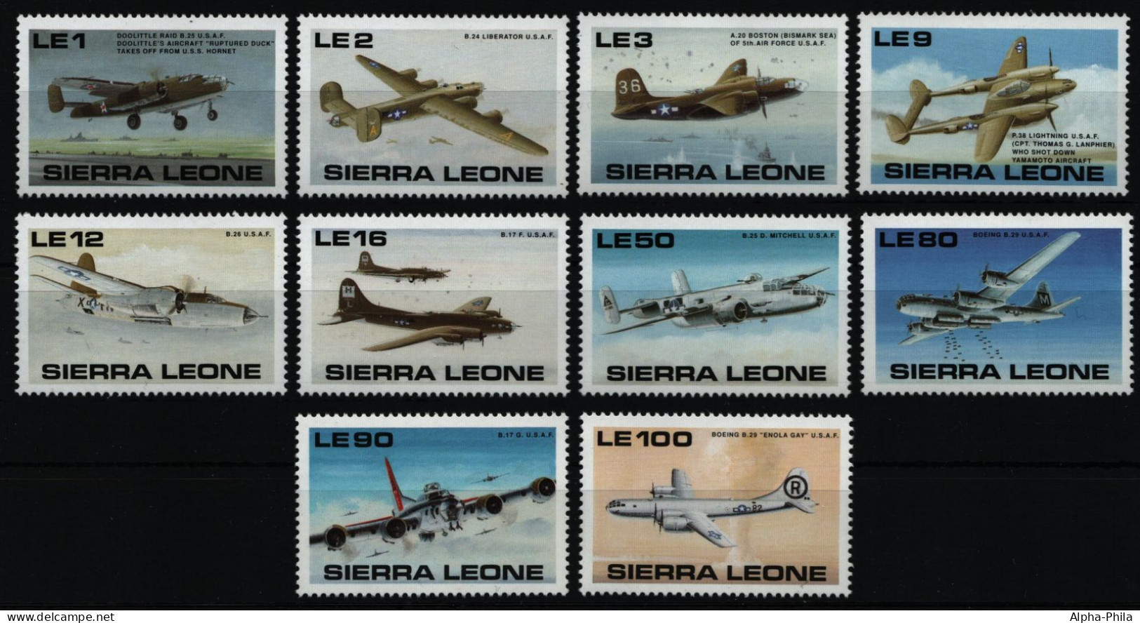 Sierra Leone 1990 - Mi-Nr. 1394-1403 ** - MNH - Flugzeuge / Airplanes - Sierra Leone (1961-...)